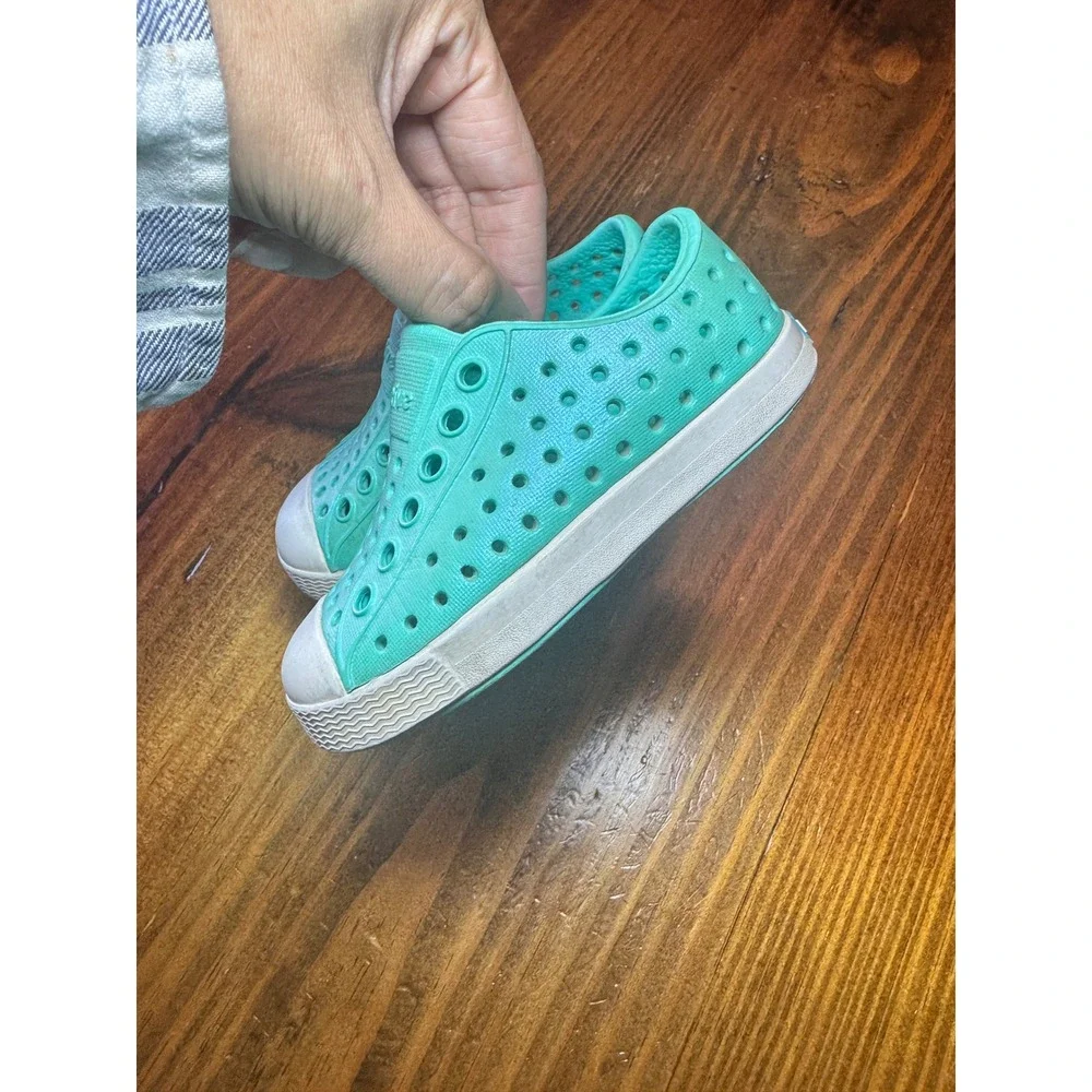 Native Jefferson Kids Slip On Shoes Aqua Blue Turquoise EVA Sneakers Size C5